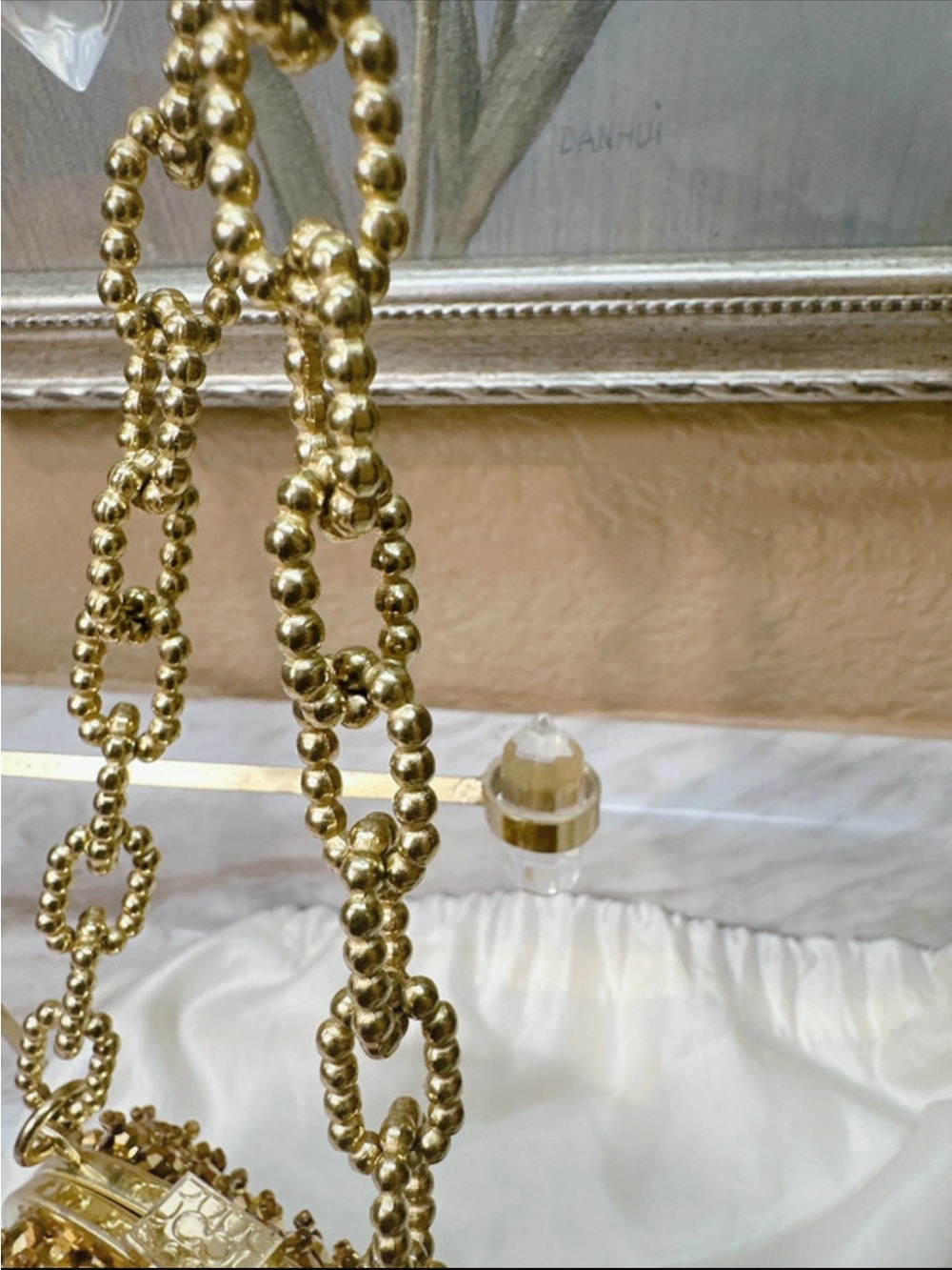 Authentic Coach vintage Gold Beaded Evening Wristlet with Chain Strap - Picture 5 of 16